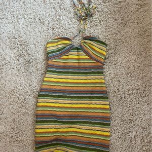 Strip halter dress